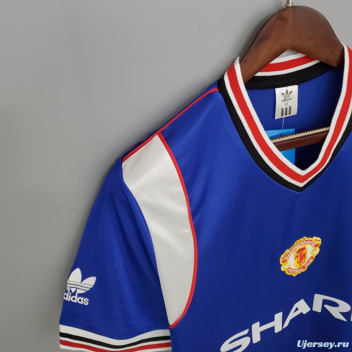 Retro Manchester United 85/86 away blue Soccer Jersey