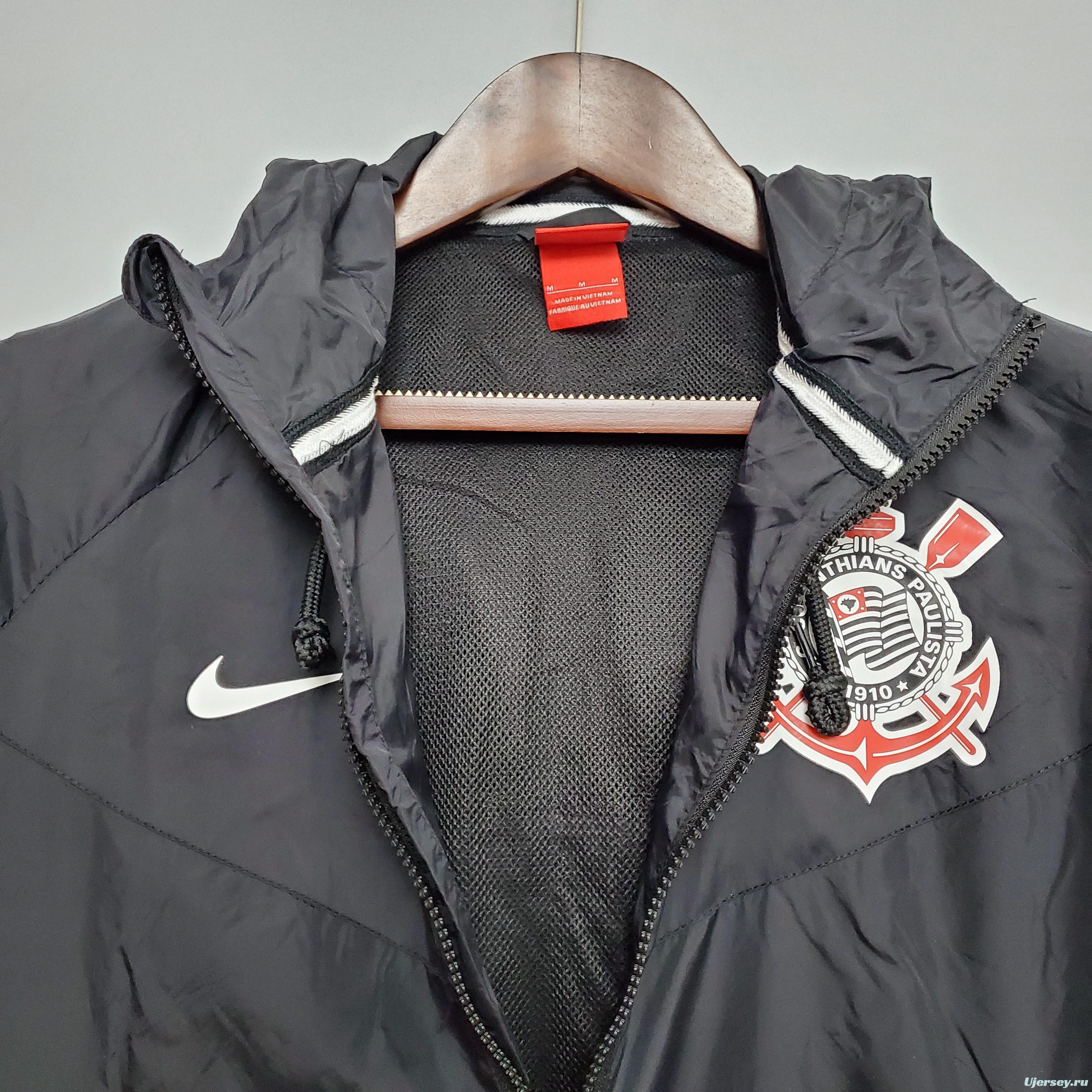 Windbreaker Corinthians Black Soccer Jersey Soccer Jersey