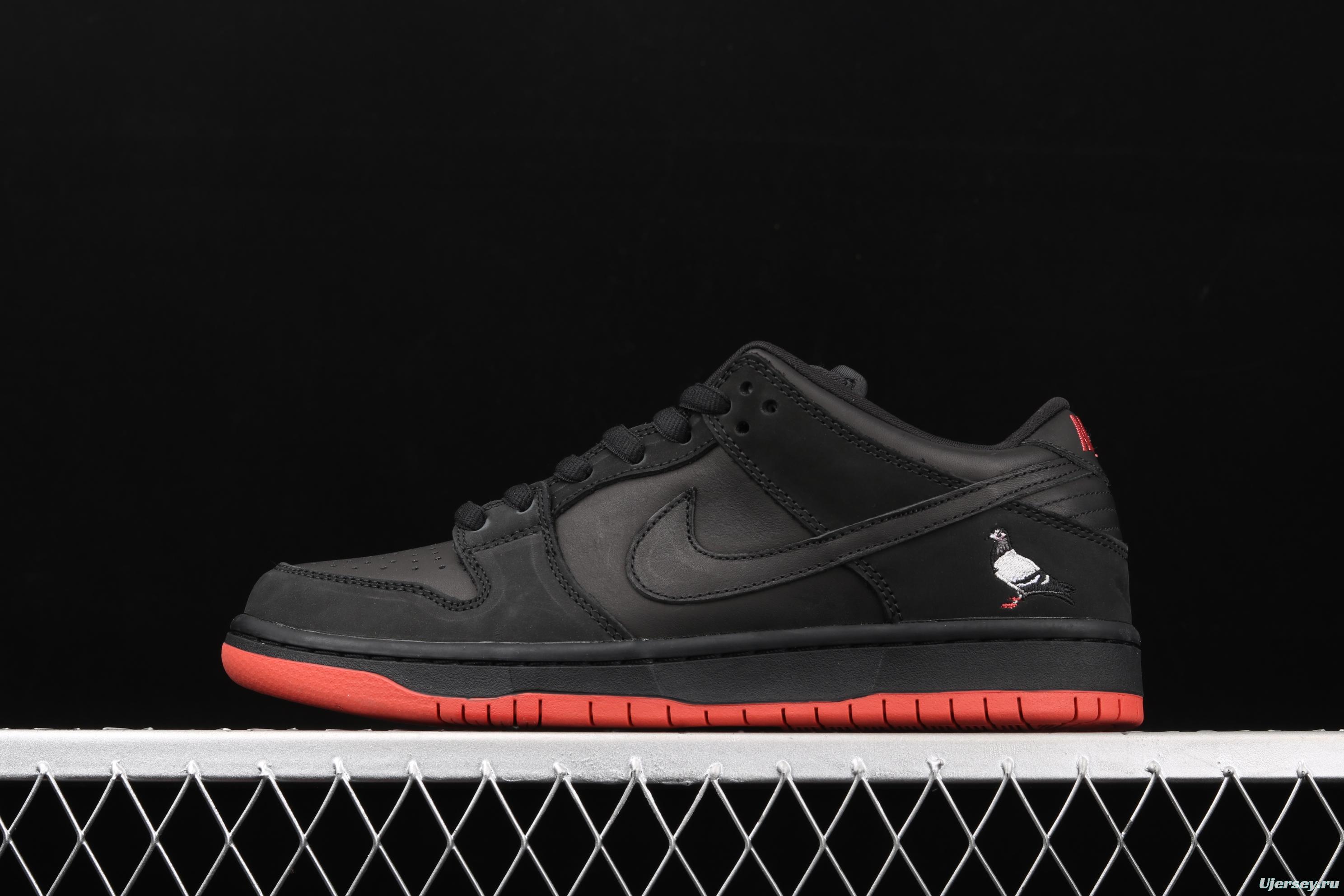 Black Pigeon x NIKE SB DUNK low Trd QS black pigeon retro low-side leisure sports skateboard shoes 883232-008