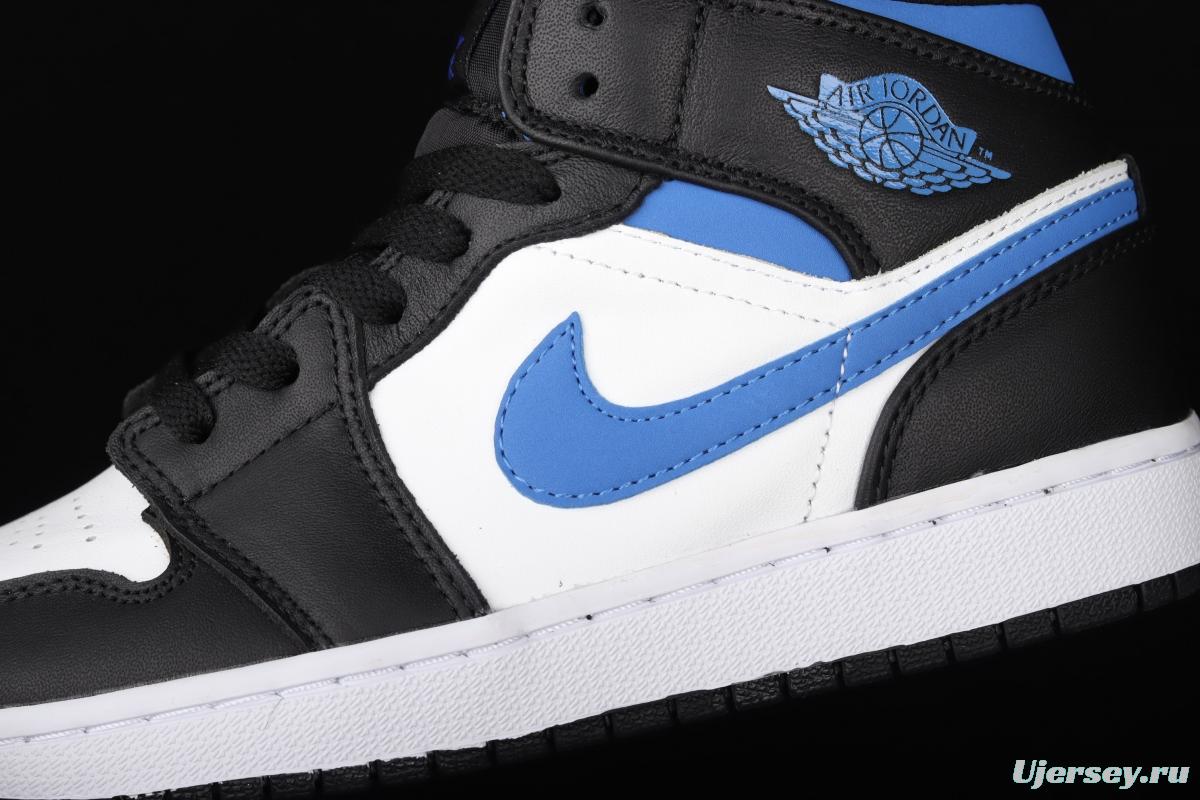 Air Jordan 1 Mid black, white and blue panda cultural basketball shoes 554725-140