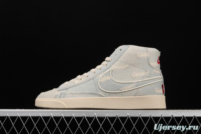 Levi's Strauss x NIKE Blazer Mid Retro Trail Blazers hole-breaking jeans AV9375-007 leisure sports board shoes