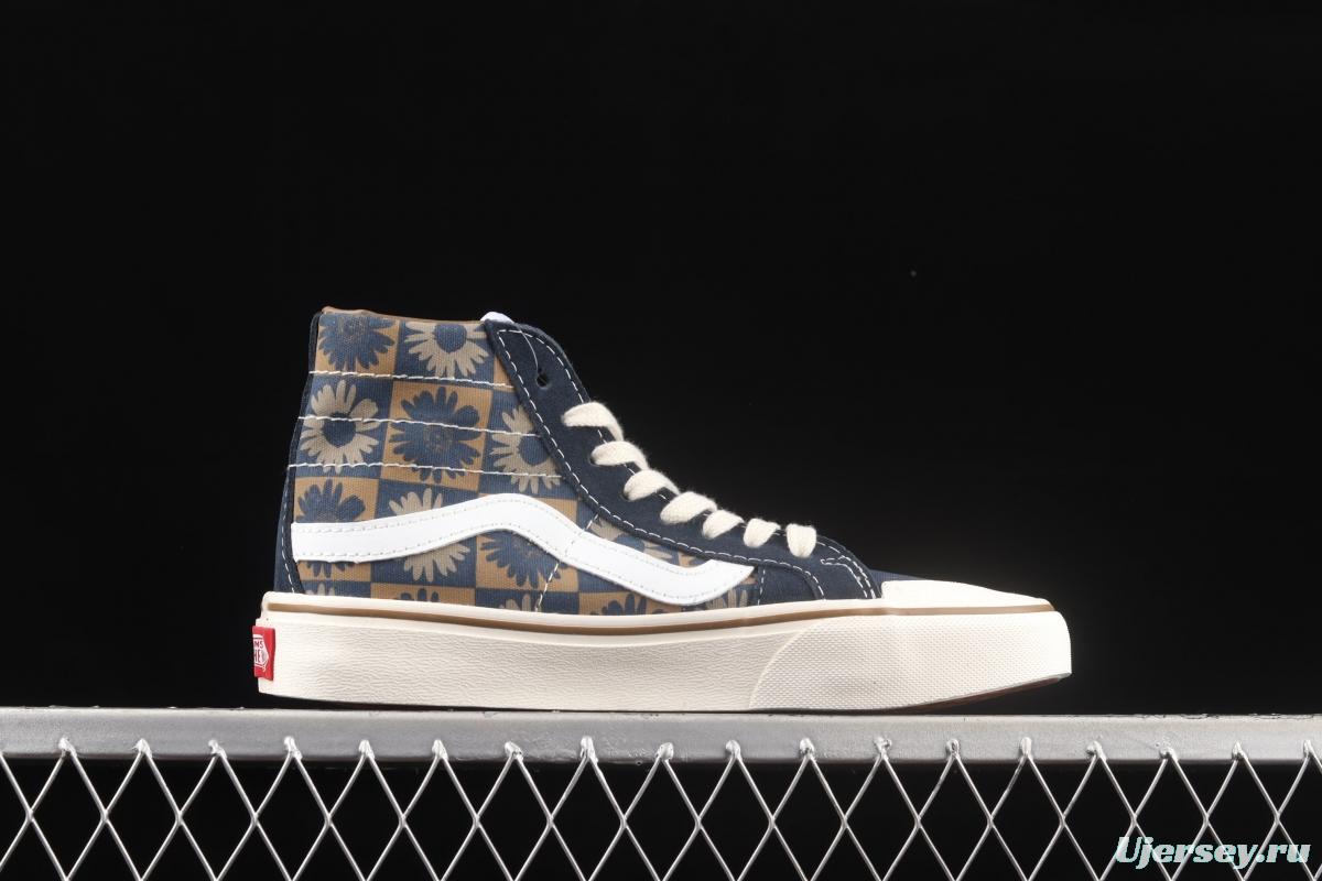 Vans Sk8-Hi 138Dec checkerboard daisies printed high-top casual board shoes VN0A3MV1A5A