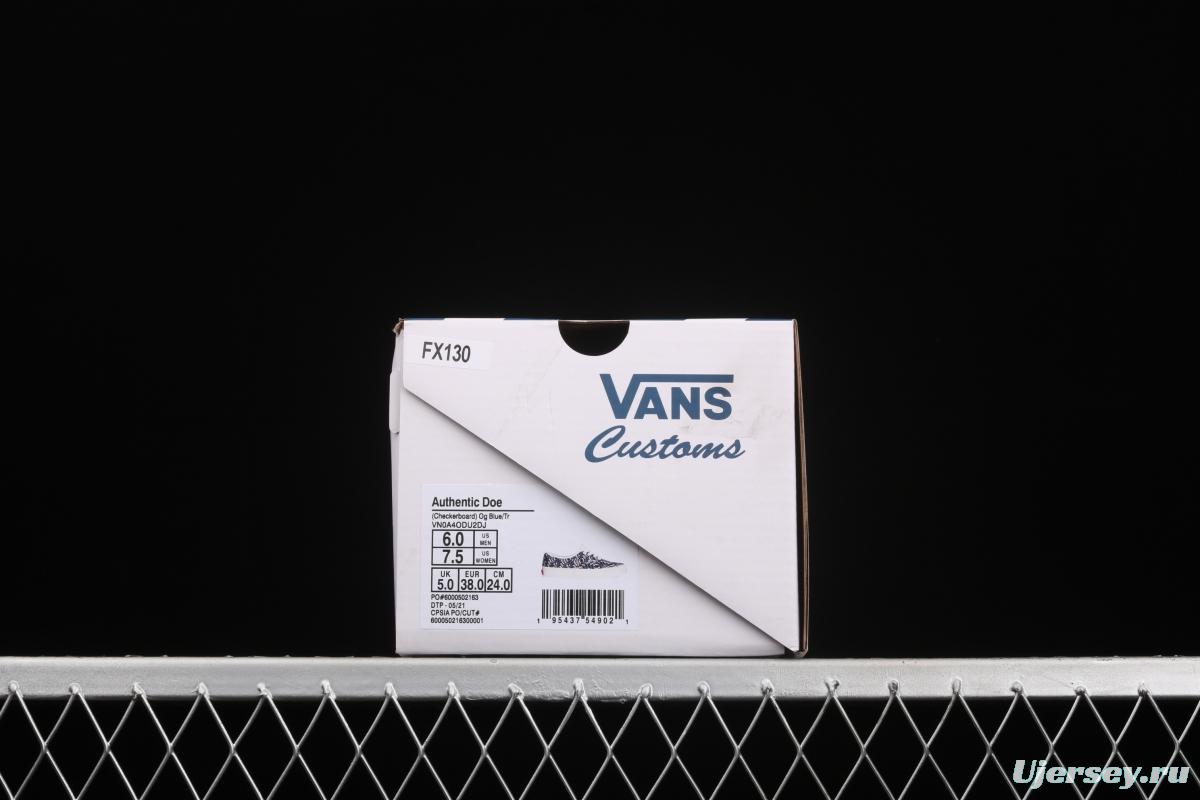 DOE x Vans Authentic chessboard blue and white low-top casual board shoes VN0A4ODU2DJ