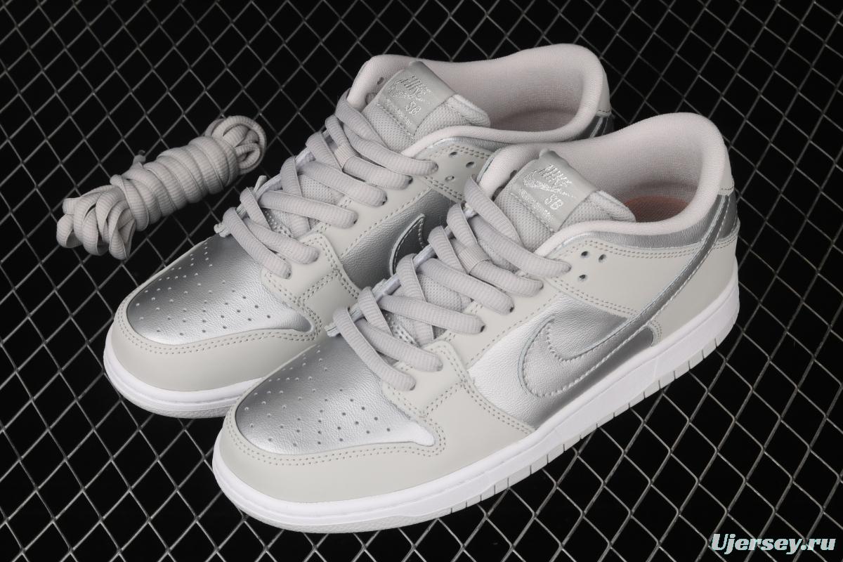 NIKE SB DUNK Low gray and silver color matching front layer casual skateboard shoes 854866-029