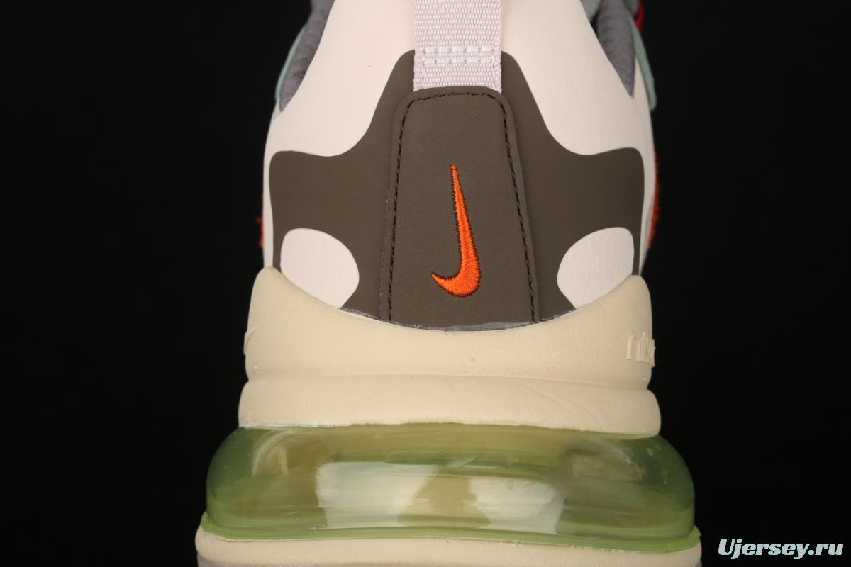 Travis Scott x NIKE Air Max 270React joint style light cream barb white blue orange air cushion running shoes CV2414-200