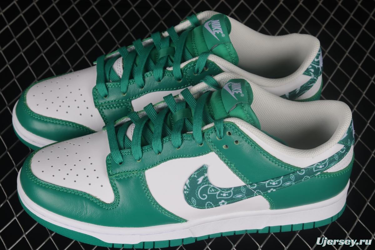 NIKE DUNK Low Green Paisley Cashew Flower White Green SB Buckle Shredded Backboard Fashion Casual Sneakers DH4401-102