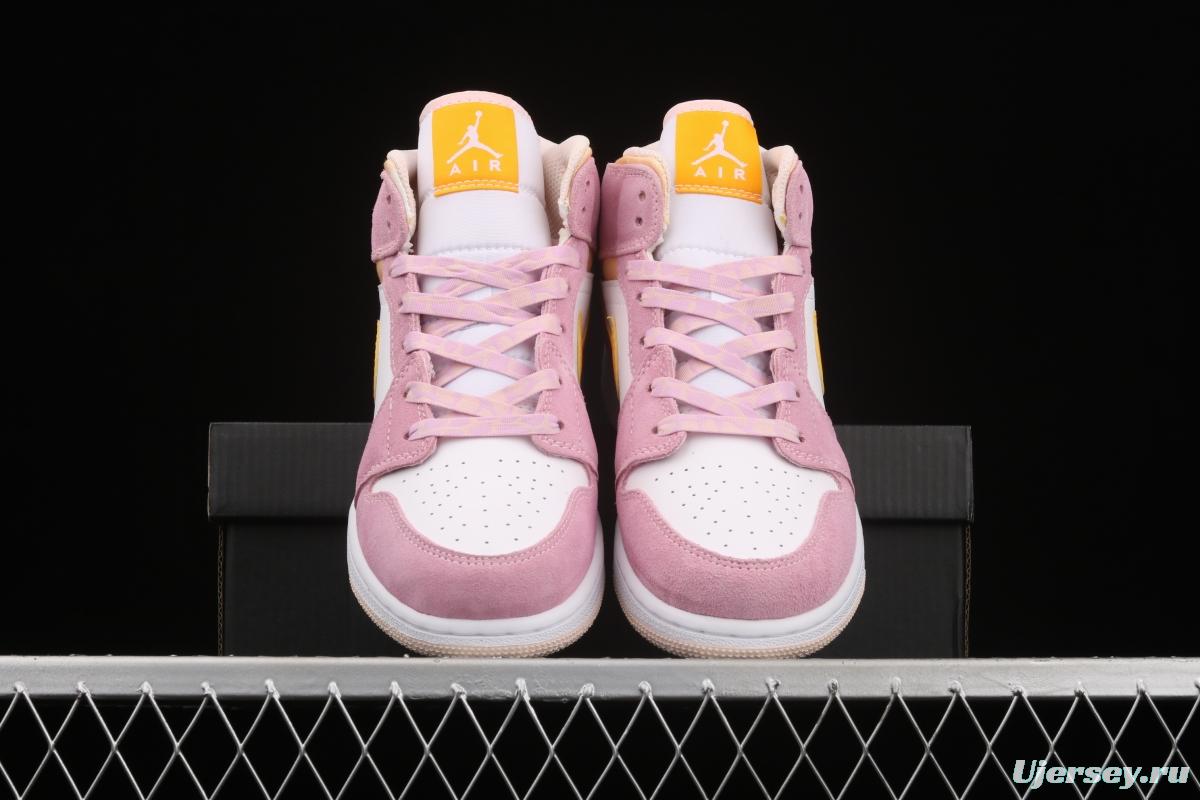 Air Jordan 1 Mid Junior Women's Powder Zhongbang Basketball shoes DC9517-600