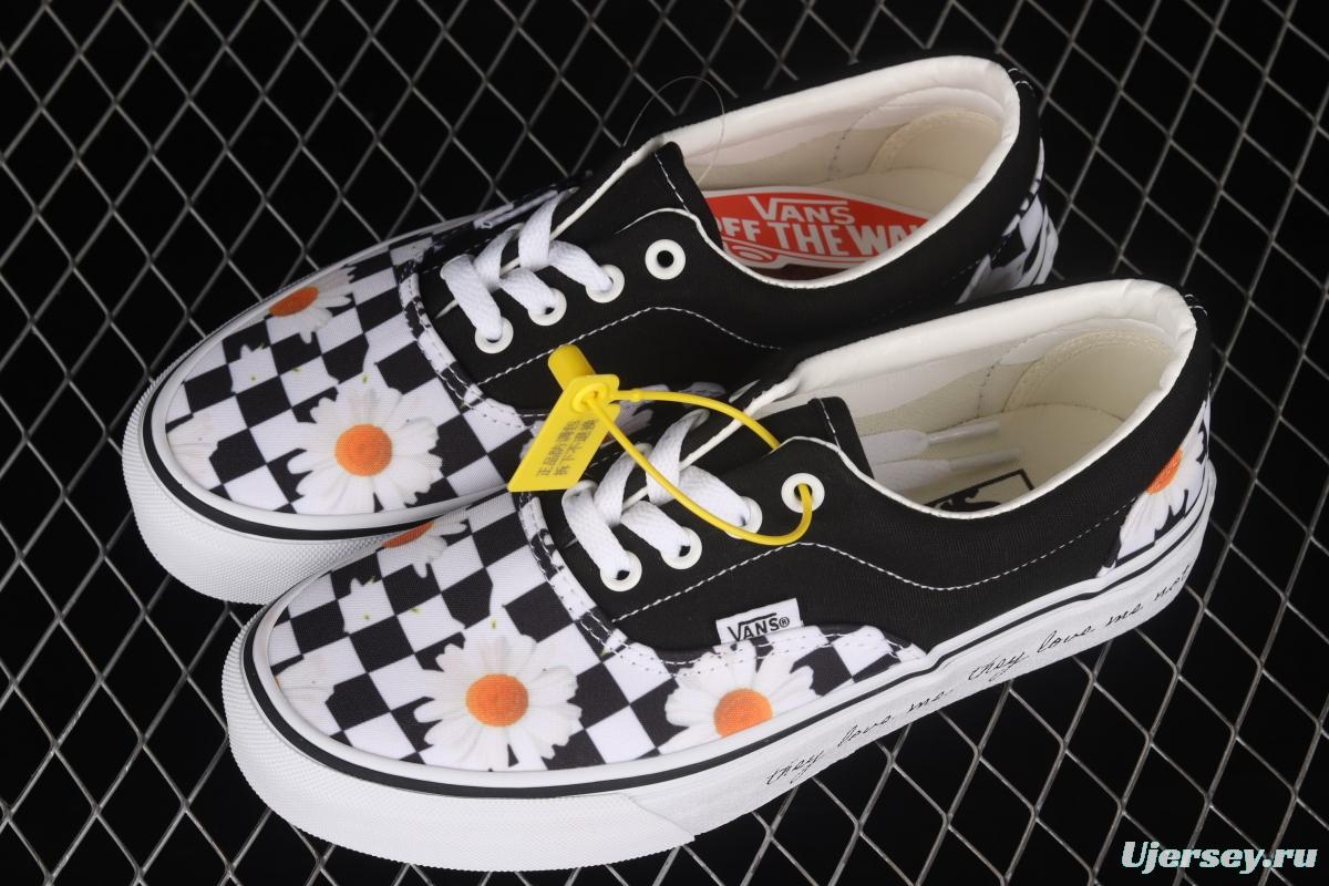 Vans Era black checkerboard daisies low upper canvas shoes VN0A5KX5B0B