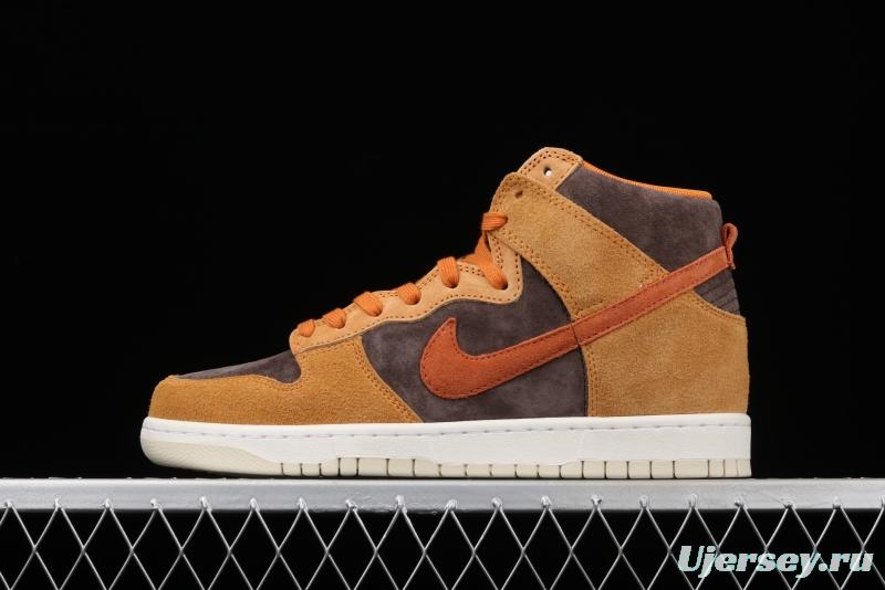 NIKE SB DUNK Hight Dark Russet dirty orange high-top leisure sports skateboard shoes DD1401-200