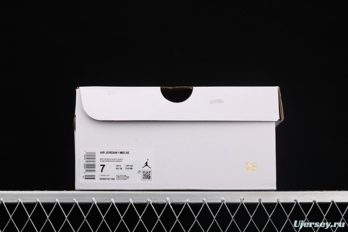 Air Jordan 1 Mid black pink peach goddess festival basketball shoes DH0210-100