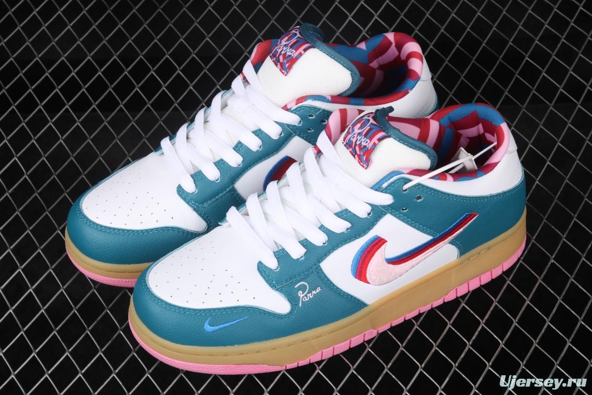 Parra x NIKE SB DUNK Low CN4504-105joint style tricolor hook embroidery rainbow geometric pattern casual low-top skateboard shoes