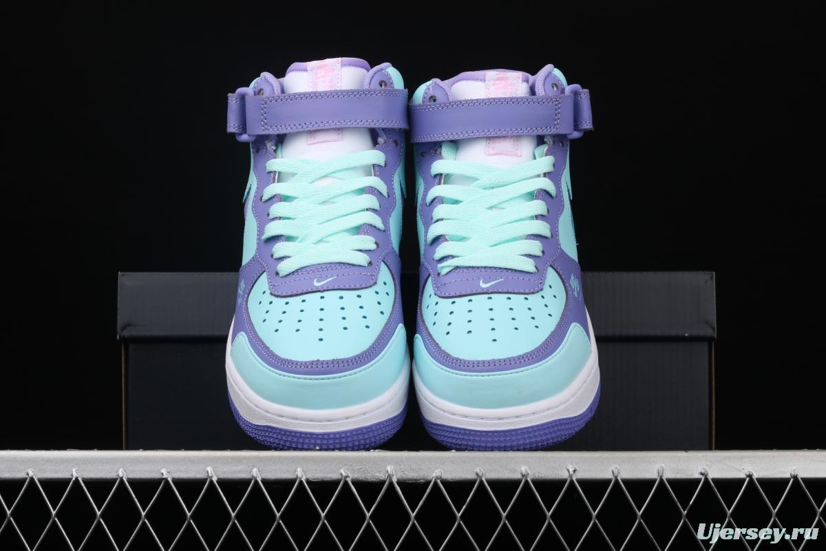 NIKE Air Force 1 Mid sells blue and purple color Zhongbang leisure board shoes CV3039-107overseas