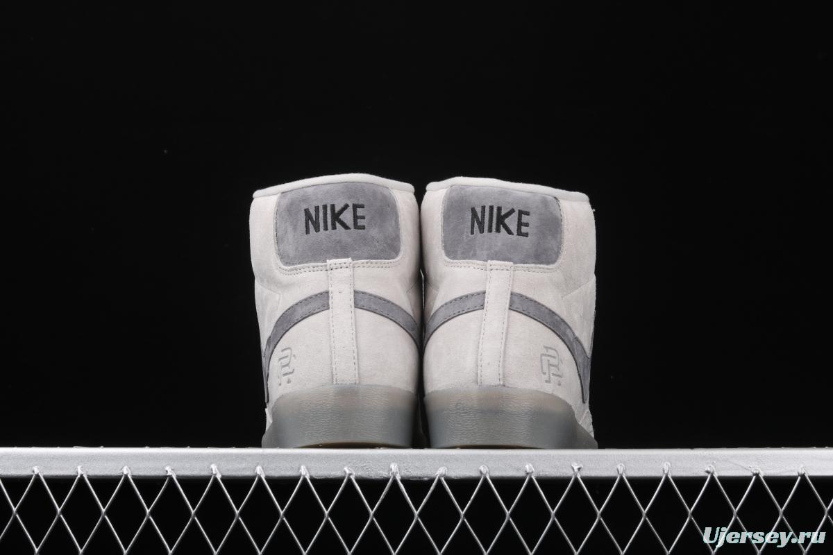 Reigning Champ x NIKE Blazer Mid Retro defending champion joint top suede 3M reflective high-top board shoes 371761-009