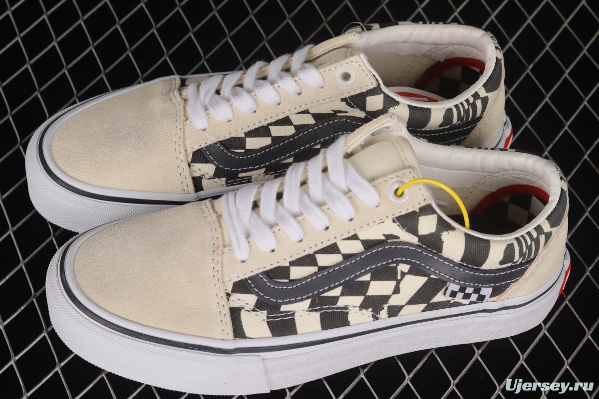 Vans OId Skool black and white checkerboard side stripe low-top professional skateboard shoes VN0A5FCB9CU