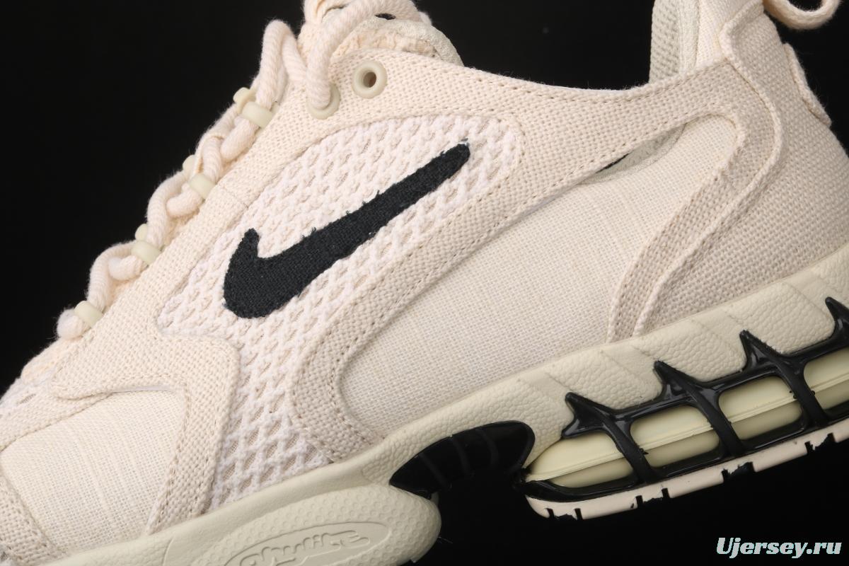 Stussy x NIKE Air Zoom Spiridon Caged 2 Spieli prison East cage 2 generation milky white linen black cloth CQ5486-200