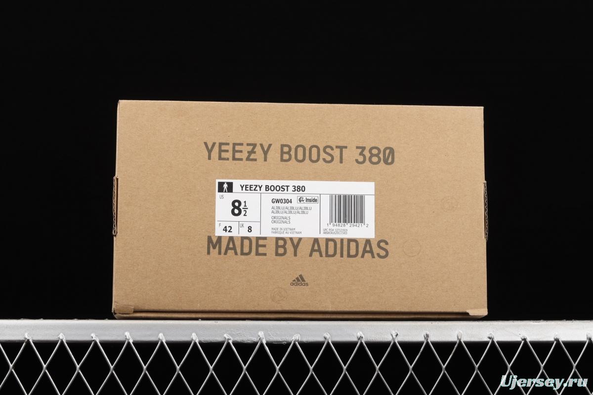 Adidas Yeezy 380 Alien Blue GW0304 Kanye jointly limited coconut 380 blue alien 3M reflective running shoes