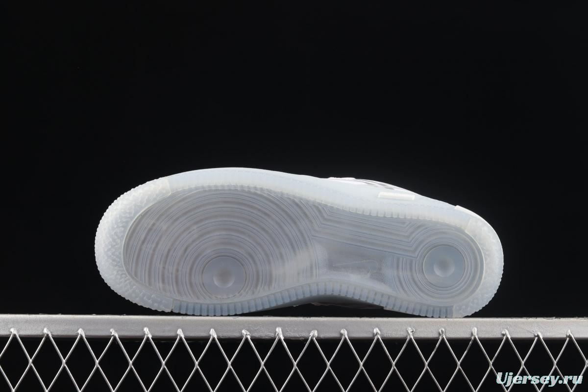 NIKE Air Force 1 React QS Light Bone Analysis of Ice Blue low Upper Board shoes CQ8879-100