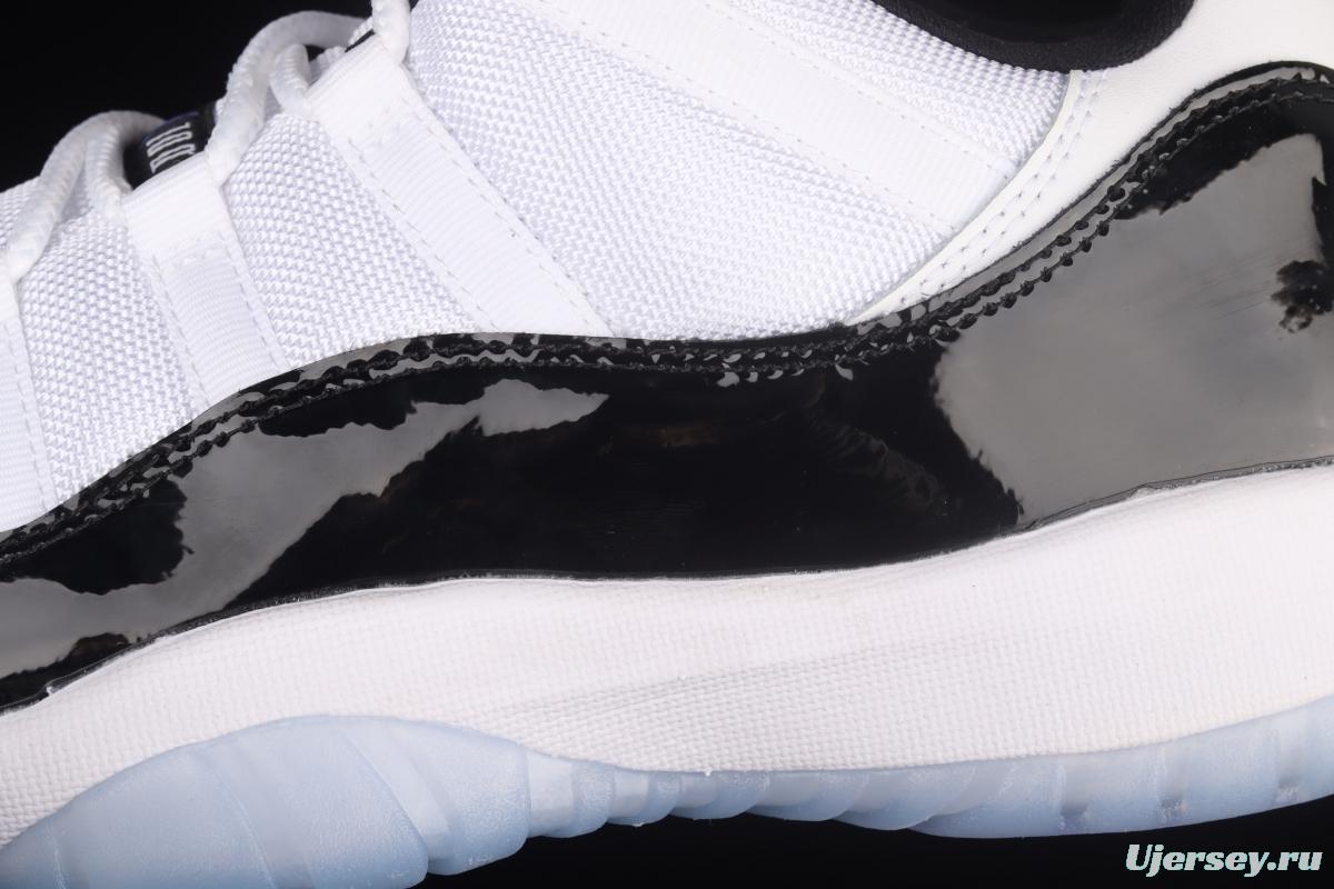 Air Jordan 11 Low Concord 1 kangkou white and black original standard real carbon fiber low top basketball shoes 528895-153