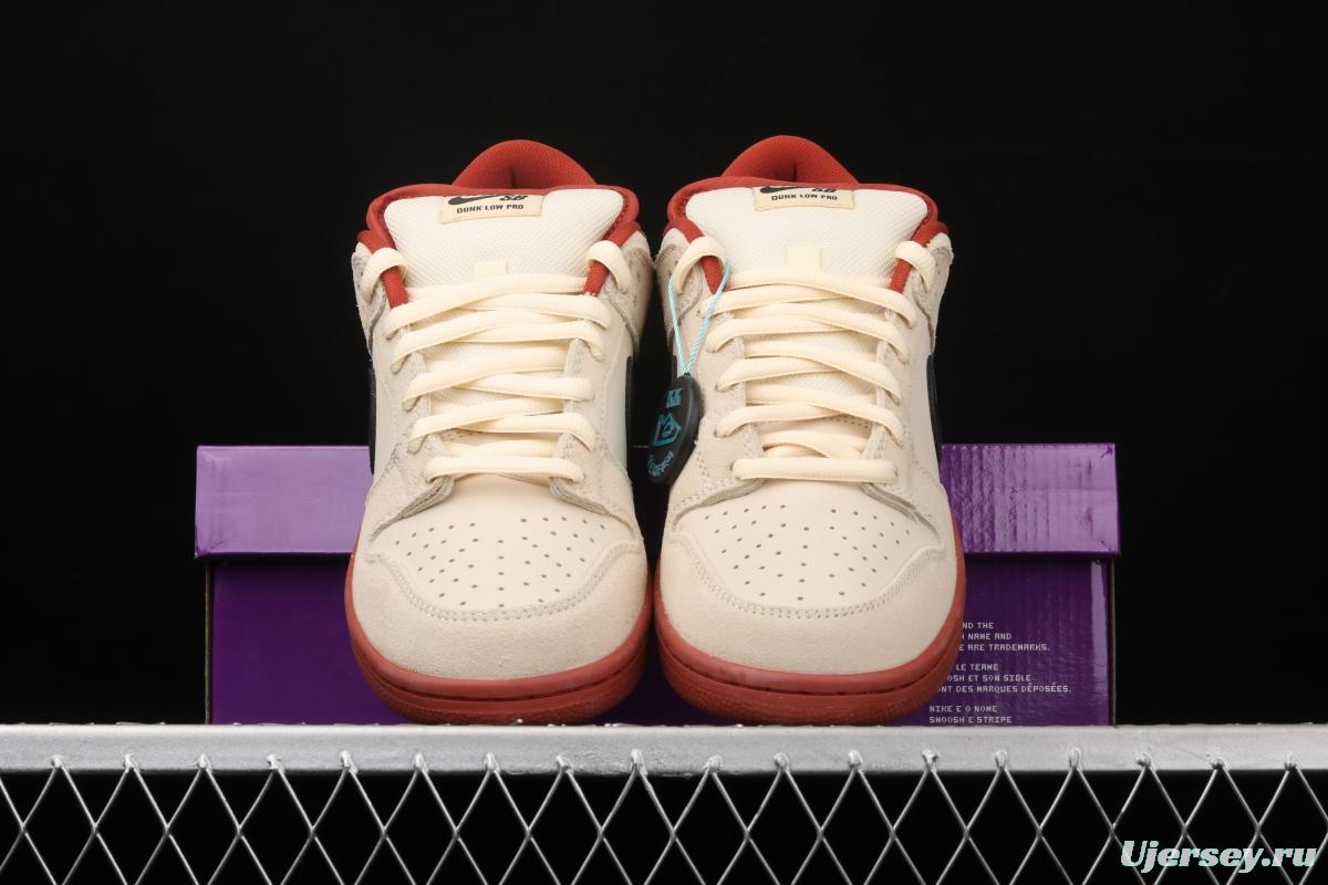 NIKE SB DUNK Low Pro Muslin small fortune cat rice white retro low-side leisure sports skateboard shoes BQ6817-100