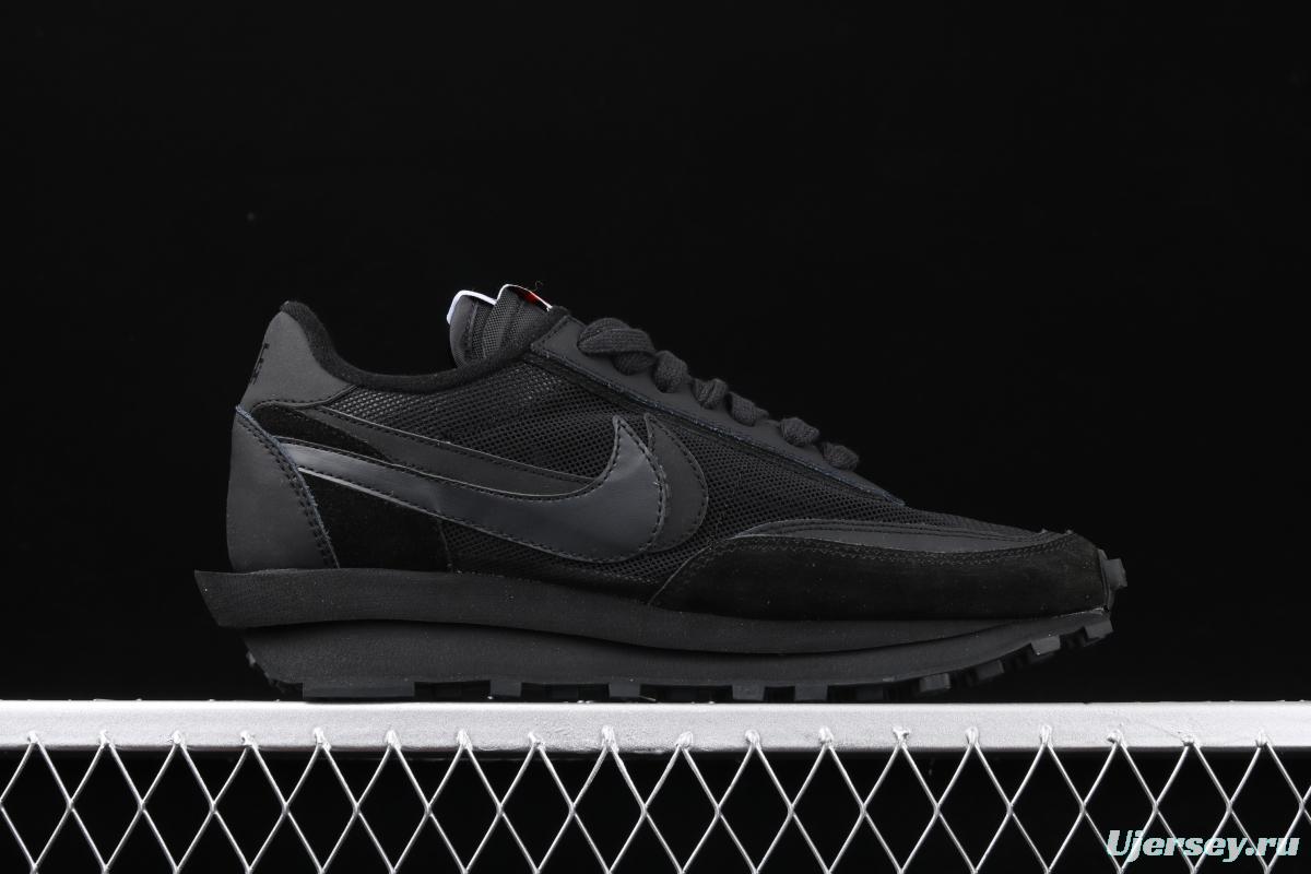 Sacai x NIKE LVD Waffle Daybreak co-signed catwalk style net gauze leather splicing double hook Swoosh running shoes BV0073-002