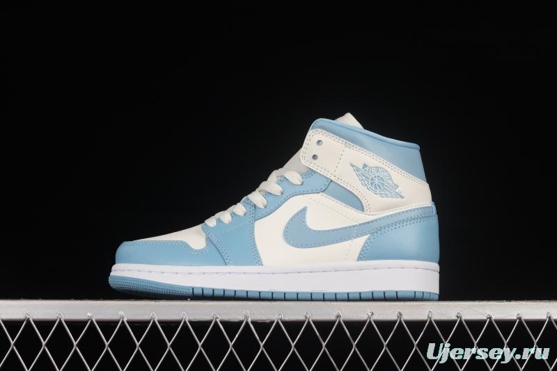 Air Jordan 1 Mid North Carolina Blue Zhongbang Basketball Shoes BQ6472-141