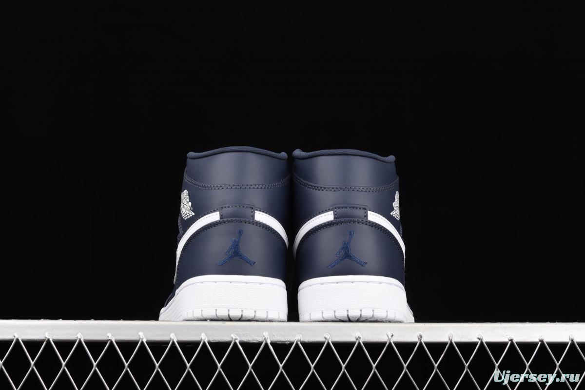 Air Jordan 1 Mid SE dark blue Zhongbang basketball shoes 554724-402