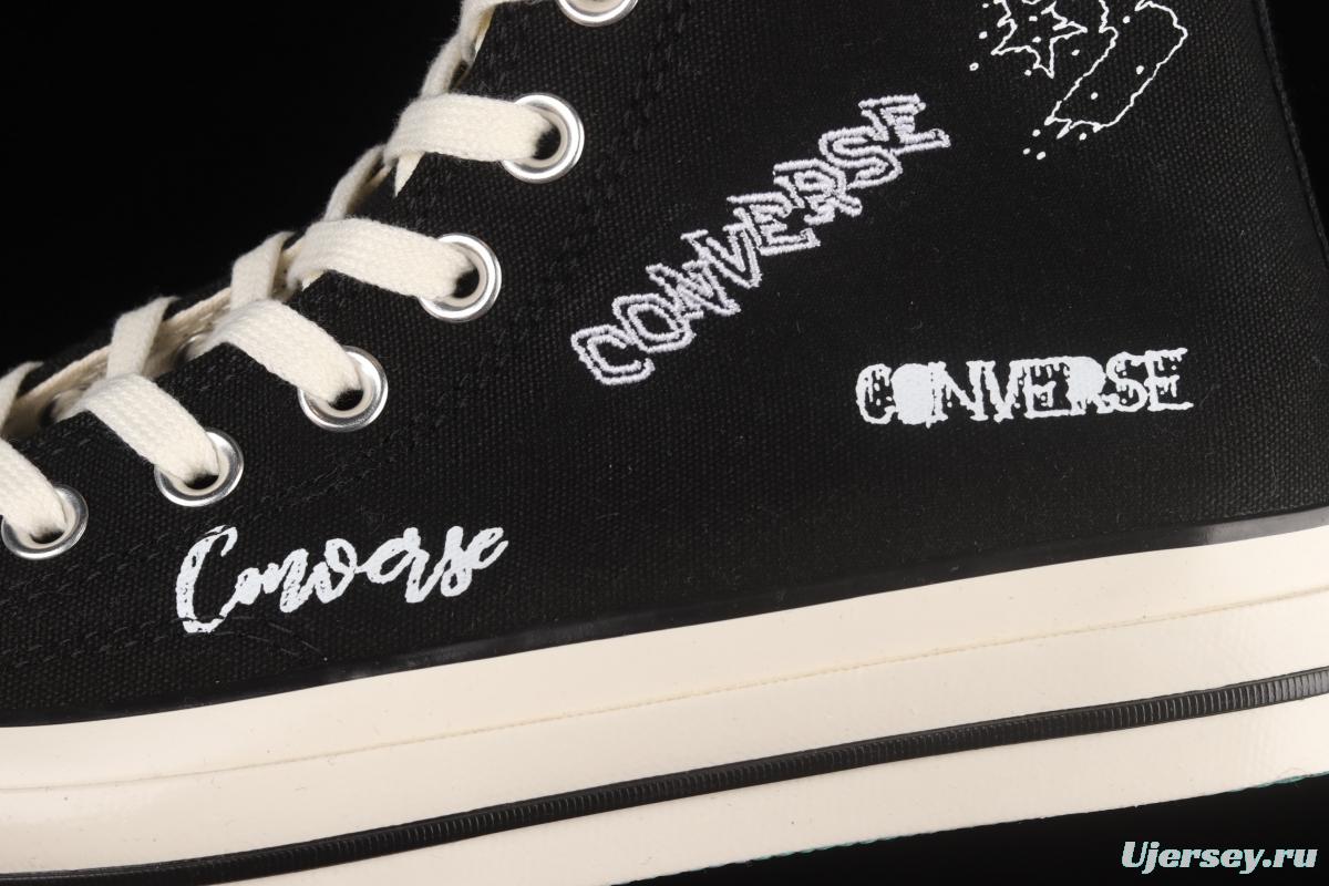 Converse Chuck 1970s classic black and white Chinese graffiti LOGO Coca-Cola casual canvas shoes 166486C