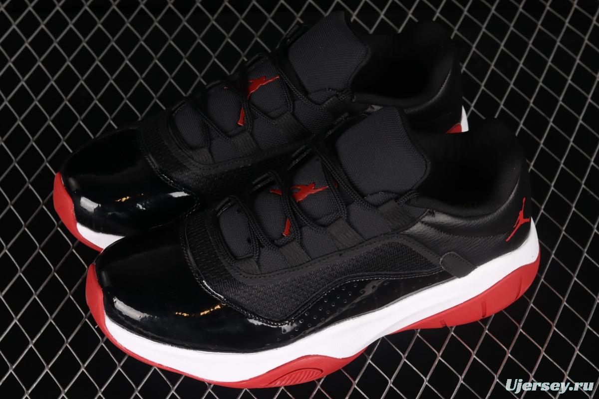 Air Jordan 11 CMFT Low 1 lacquered leather black and red low side anti-skid shock absorber basketball shoes DM0844-005