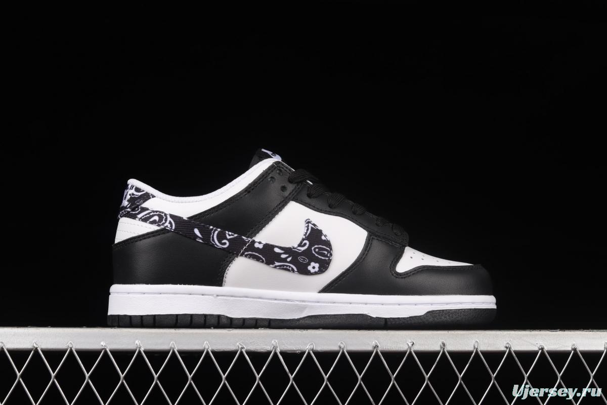 NIKE SB DUNK Low Black Paisley black and white cashew flower SB rebound fashion casual board shoes DH4401-100