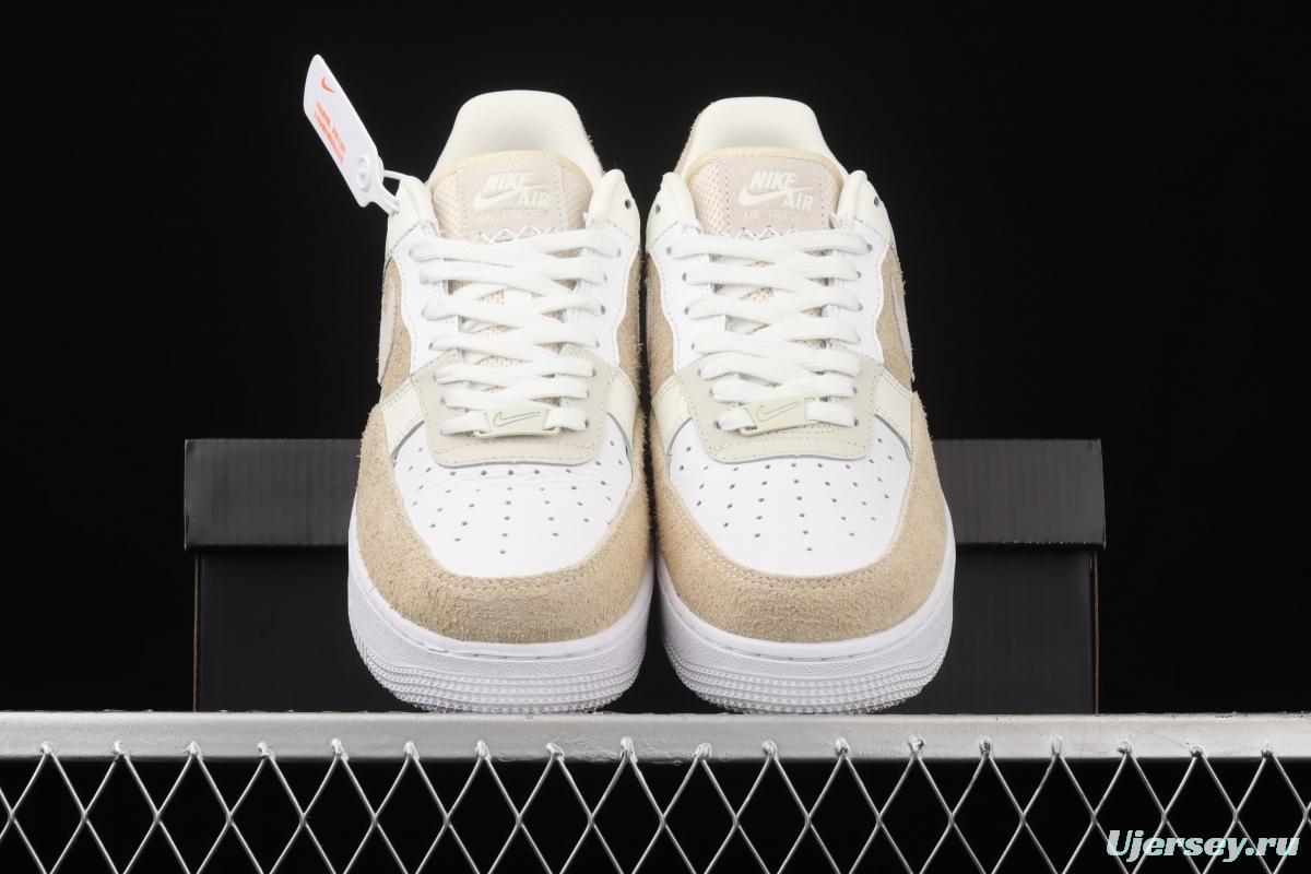 NIKE Air Force 11607 Beach Coconut Milk Leather Milk Tea splicing low-top leisure sports board shoes DD6618-100