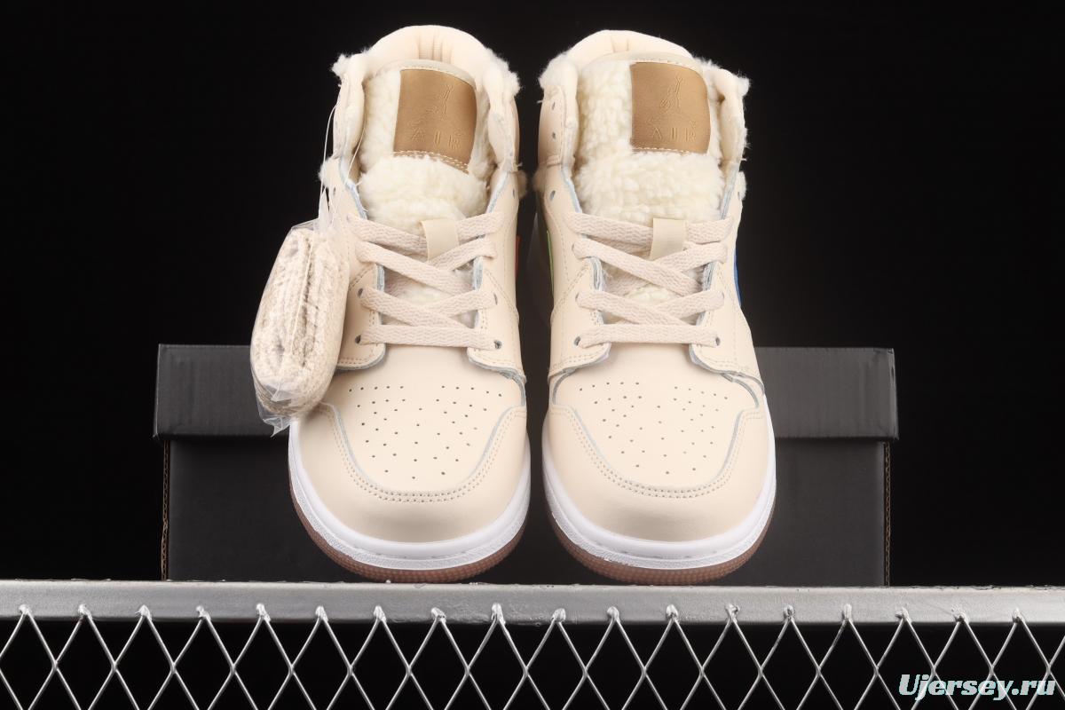 Air Jordan 1 Mid Pearl Milk Tea Zhongbang Basketball shoes DO2207-264