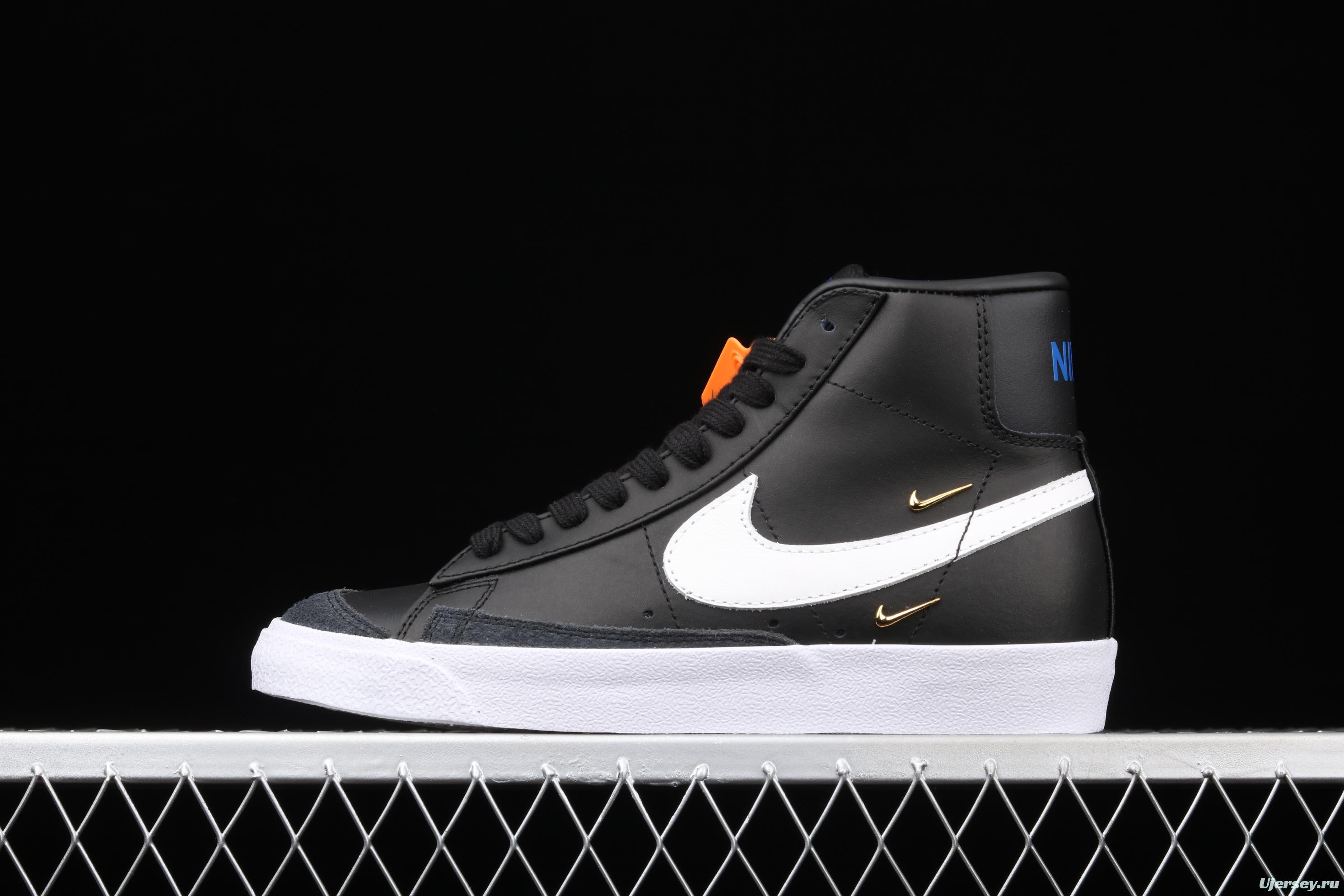 NIKE Blazer Mid'77 SE Chrome Luxe black-and-white gold standard Trail Blazers high-top casual board shoes CZ4627-001