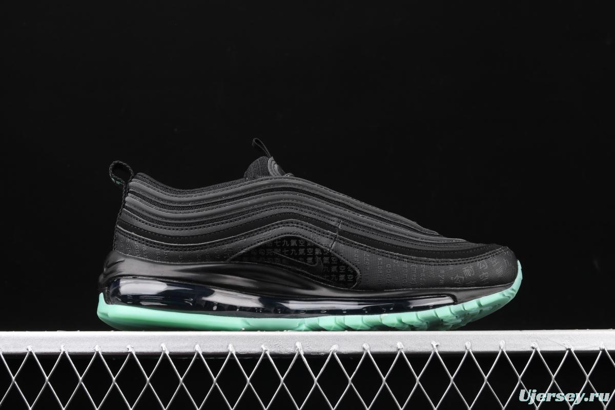 NIKE Air Max 97 GLOW black and green luminous bullet air cushion running shoes 921826-017
