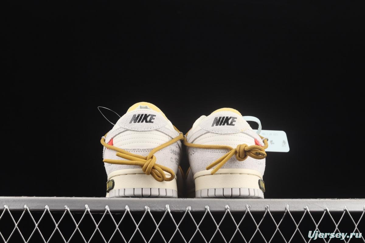 OFF-White x NIKE DUNK Low OW white gray leisure sports skateboard shoes DJ0950-105