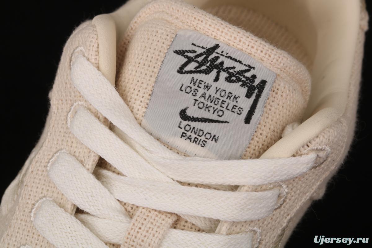 Stussy x NIKE Air Force 1 Low Black Cool Air Force low upper white linen electric embroidered hook low upper board shoes CZ9087-200