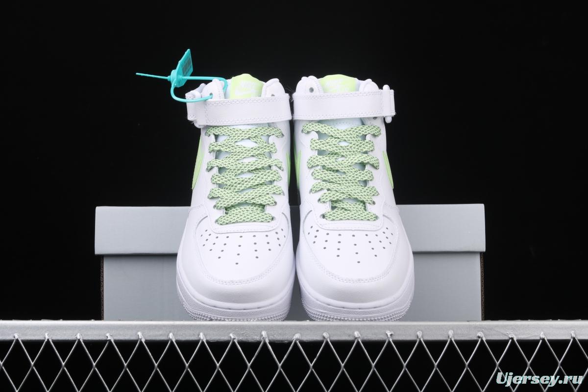 NIKE Air Force 1x07 Mid white powder 3M reflective casual board shoes 366731-910