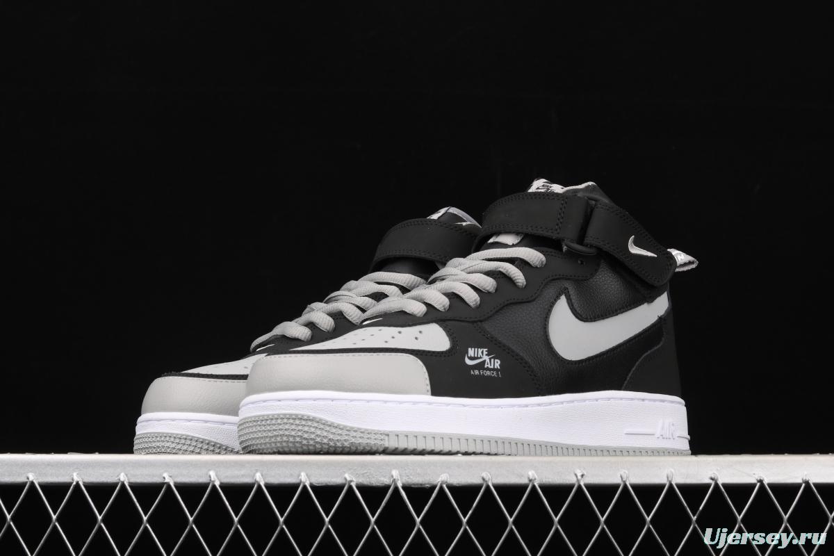 NIKE Air Force 1 Lv8 ShAdidasow Grey Shadow Grey side Logo3M reflective board shoes BQ6819-008