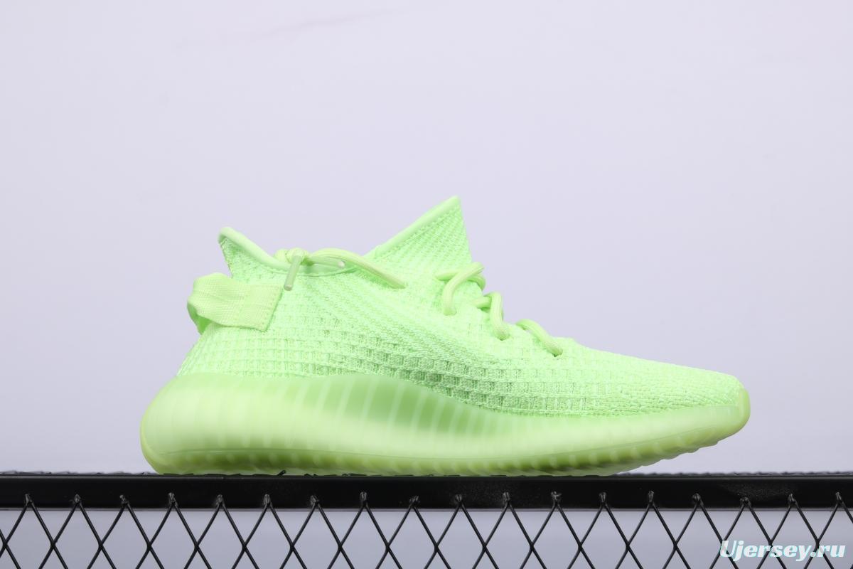 Adidas Yeezy 350 Boost V2 EG5293 Darth Coconut 350 second generation fluorescent green hollowed-out silk color matching