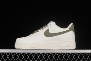 NIKE Air Force 1'07 Low Beige, White and Green Color Matching Low-Top Casual Sneakers CQ5059-110