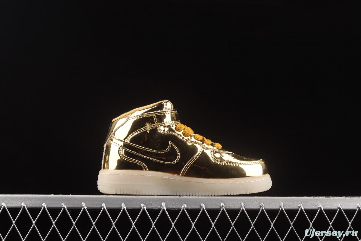 NIKE Air Force 1: 07 Mid WB dazzling ribbon lamp state size Kids 314197-8100