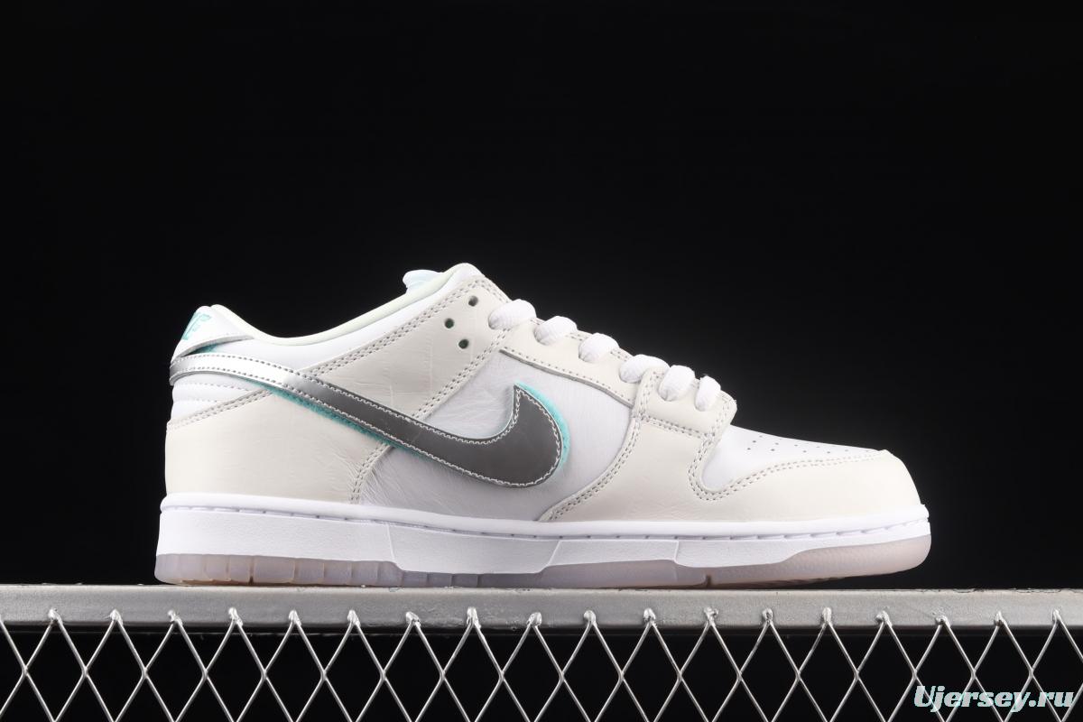 Diamond Supply Co x NIKE SB DUNK Low joint style white diamond SB rebound fashion casual board shoes BV1310-100