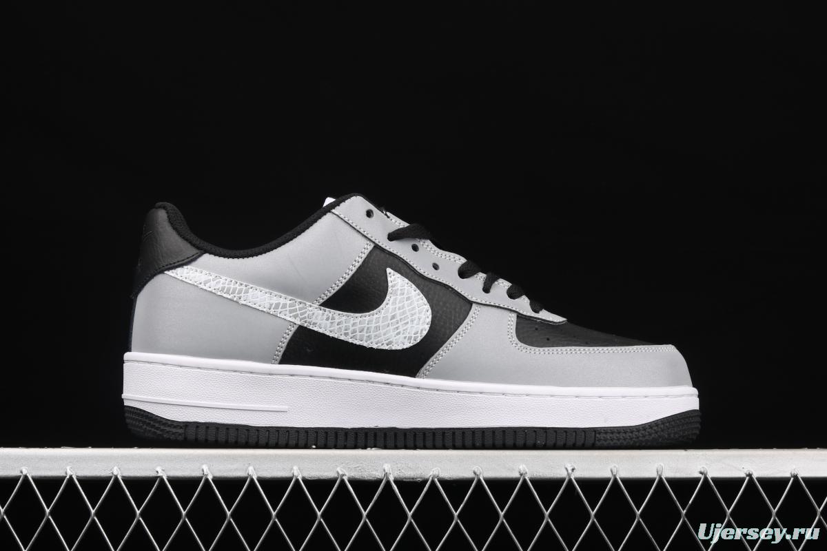 NIKE Air Force 1 Low 3M reflective serpentine hook low side sports leisure board shoes DJ6033-001