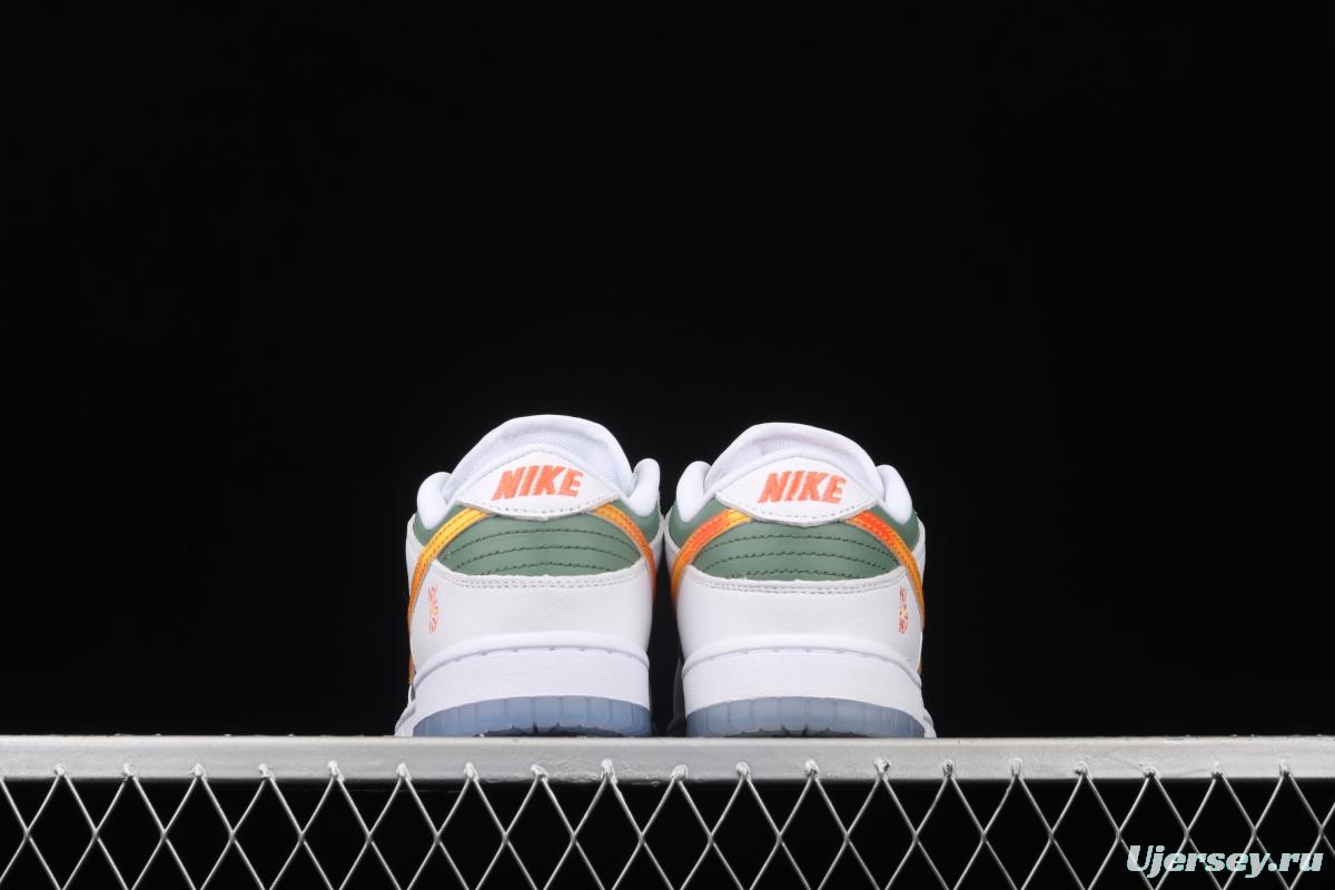 NIKE DUNK Low NY vs NY New York street basketball co-name matching white, green and orange fashion leisure board shoes DN2489-300