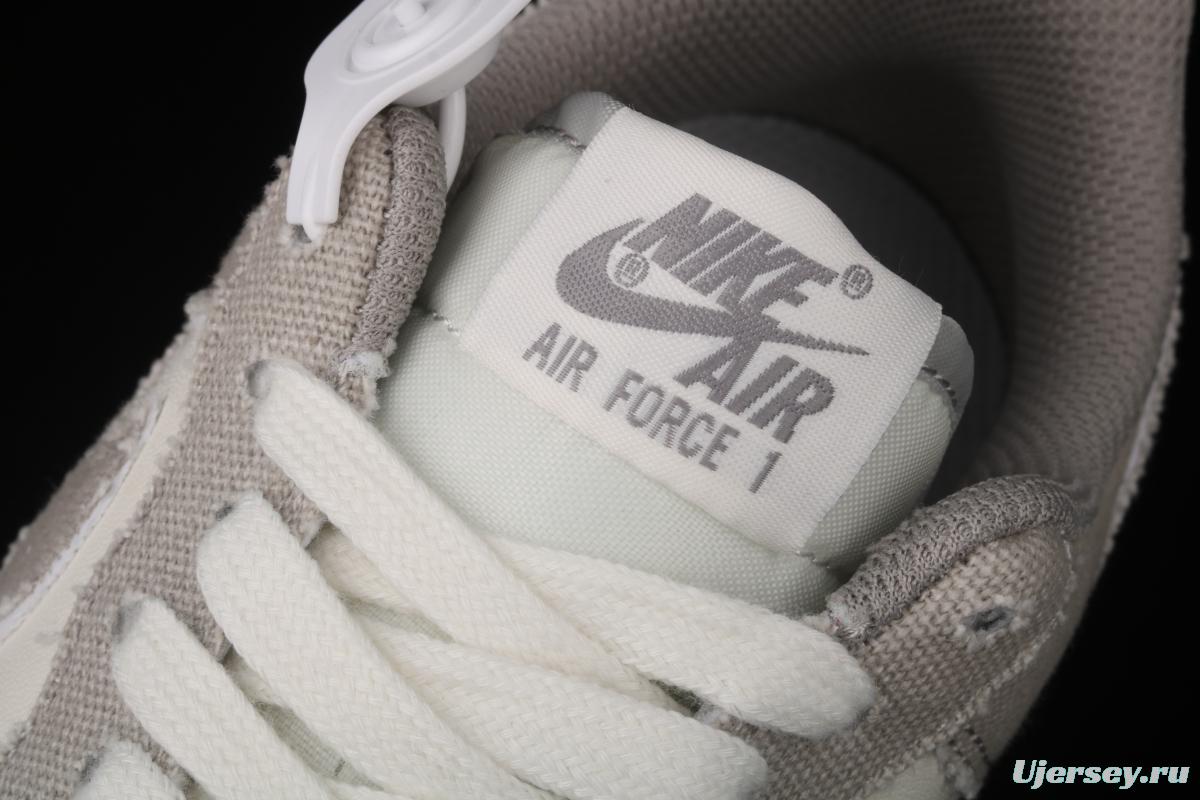 NIKE Air Force 1x07 sail leather spliced low-top casual board shoes BQ5806-228
