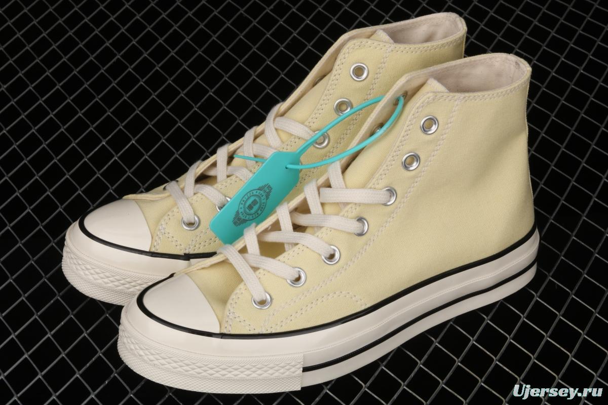 Converse 70s spring new color environmental protection cream yellow high top leisure board shoes 170795C