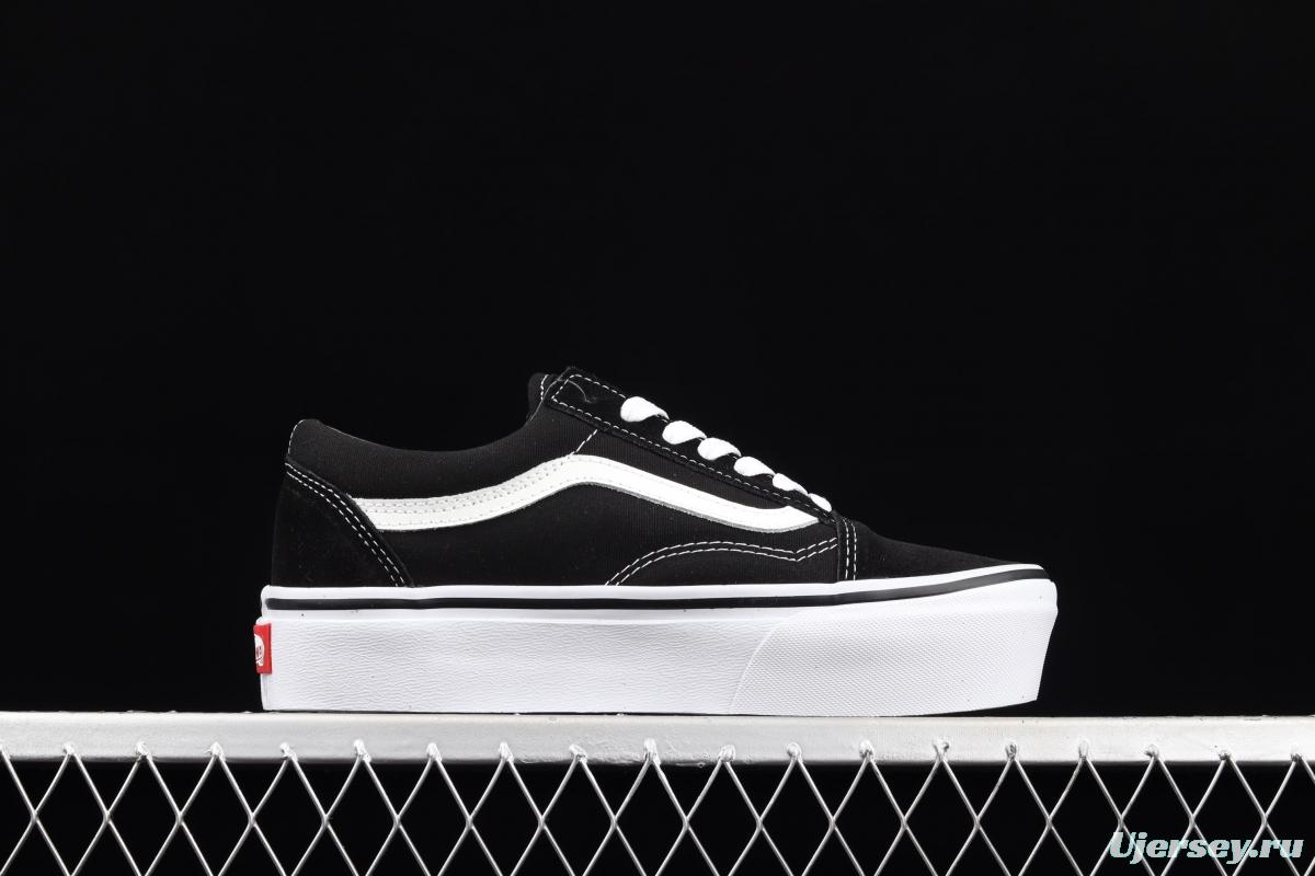 Vans Old Skool Platform classic OS black and white thick-soled low-upper shoes VN0A3B3UY28