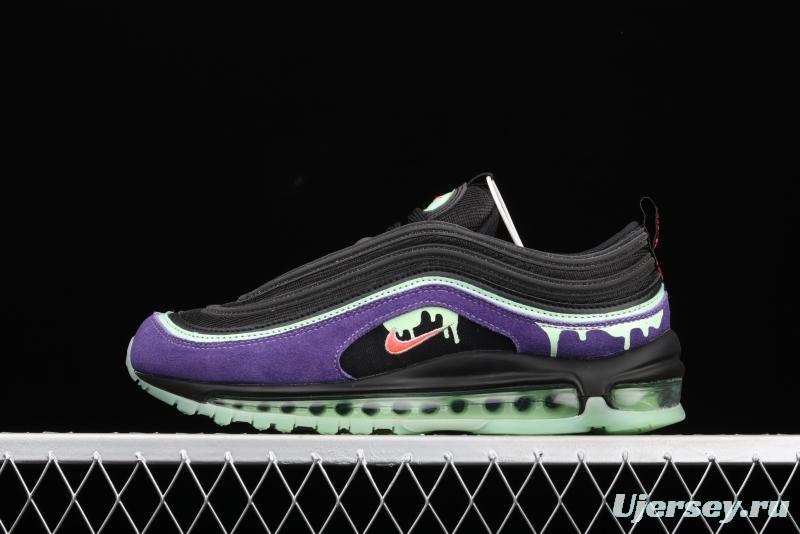 NIKE Air Max 97 Slime Halloween black and purple air cushion running shoes DC1500-001