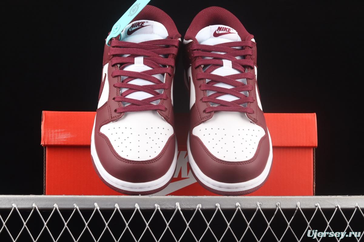 NIKE SB DUNK Low Prm wine red and white color SB buckle rebound fashion leisure board shoes DD1503-108