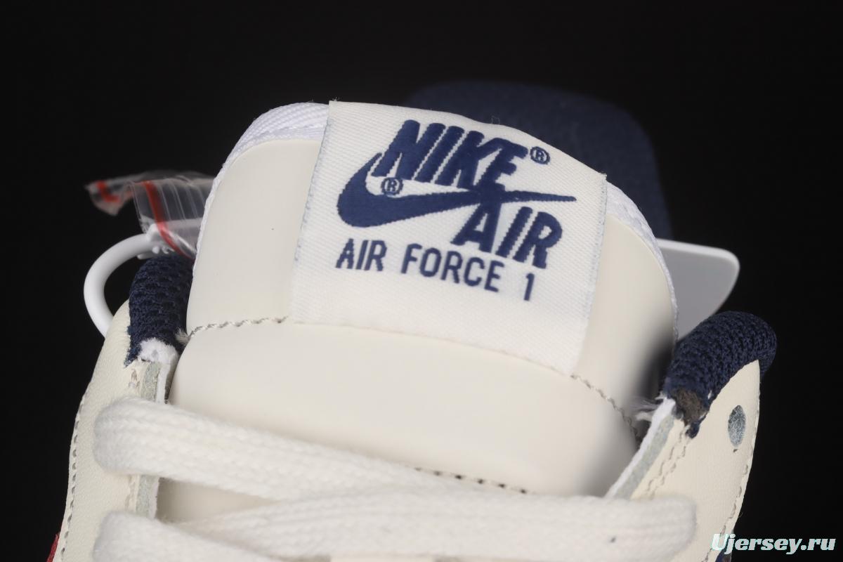 NIKE Air Force 1x07 Low white, blue and red stitching low-top casual board shoes CW2288-901