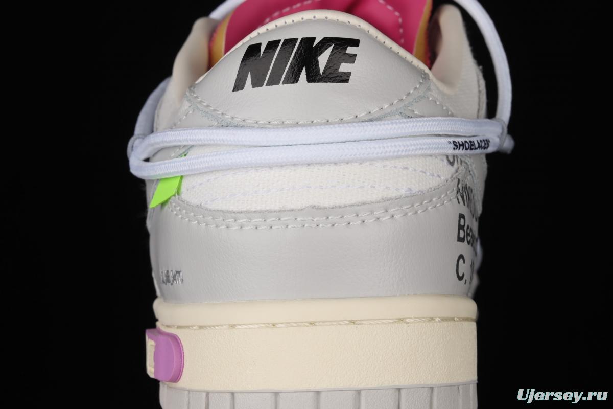 OFF-White x NIKE DUNK Low 04 of 50 OW white gray leisure sports skateboard shoes DM1602-118